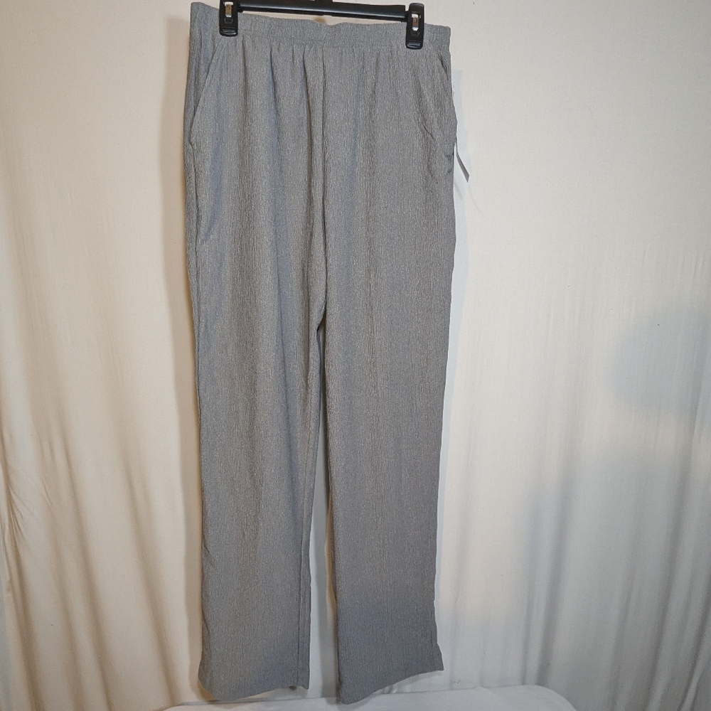 Jeno Neuman Pants Straight Leg Pull On Dress Stretch Back Elastic Gray L Large